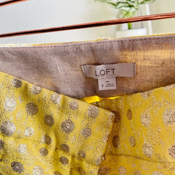 Ann Taylor LOFT Yellow Metallic Career Pants 8 - Picture 9 of 10